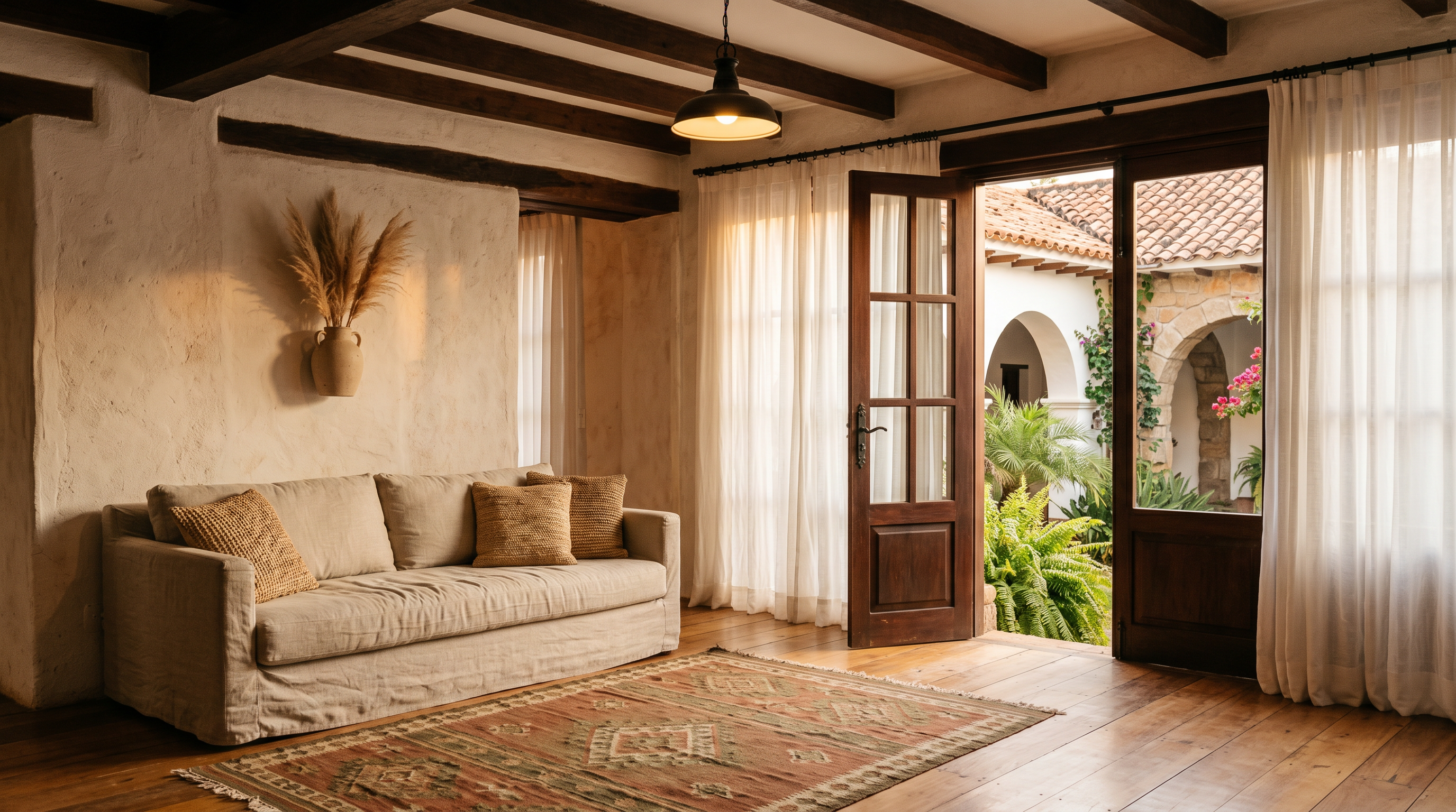 Sala Rústico-Moderna — Sofá de Linho